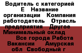 Водитель с категорией Е › Название организации ­ Компания-работодатель › Отрасль предприятия ­ Другое › Минимальный оклад ­ 30 000 - Все города Работа » Вакансии   . Амурская обл.,Свободный г.